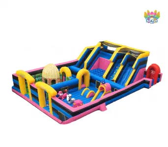 18.6mLx11.3mWx4.8mH &10.6mLx13.8mLx4mH Inflatable Amusement Park Dry Slide Bouncer Castle