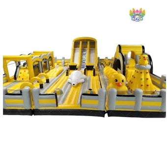 Custom 18mx16mx6m Inflatable Yello Duck Theme Playground for Children