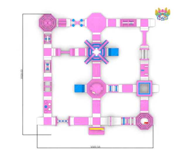 30×30m Inflatable Aqua Park for Kids and Adults