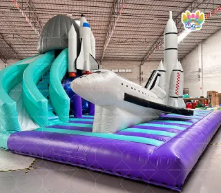 Space Exploration Themed 6x6x4m Inflatable Play Hub Inflatable Themepark