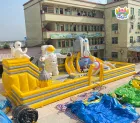 Space Theme Inflatable Amusement Park with Multiple Slides & Astronaut Elements