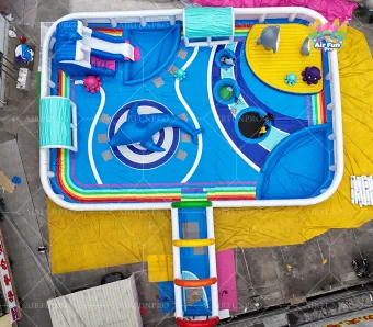 Vibrant Ocean-Themed 22x23m Waterpark Inflatable Play Hub