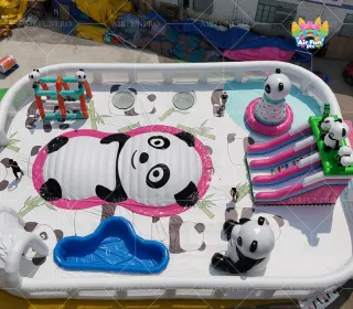 Adorable Panda-Themed 25x15m Waterpark Inflatable Play Hub (0.9mm PVC)