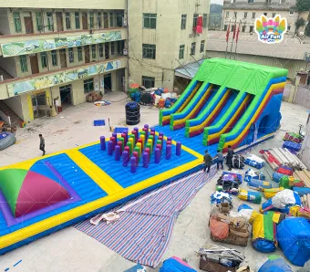 Giant Rainbow Inflatable Obstacle Course &ndash; The Ultimate Event Attraction