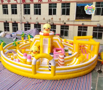 Yellow Summer Inflatable Obstacle Course &ndash; 0.55mm PVC, Durable + Pool Fun