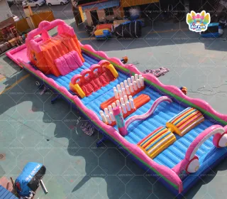 Colorful AirFunPro Themed Inflatable Obstacle Course
