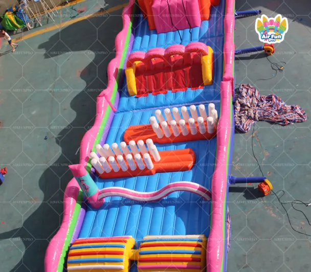 Colorful AirFunPro Themed Inflatable Obstacle Course