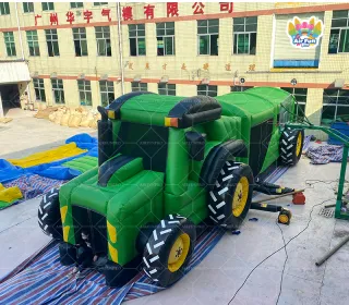 Giant Green Inflatable Themed Play Structure: Adventure on Wheels for Kids