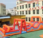 Orange-Red-Blue Dynamic Inflatable Obstacle Arena: A Vibrant Carnival of Multi-Dimensional Obstacles and Team Collaboration