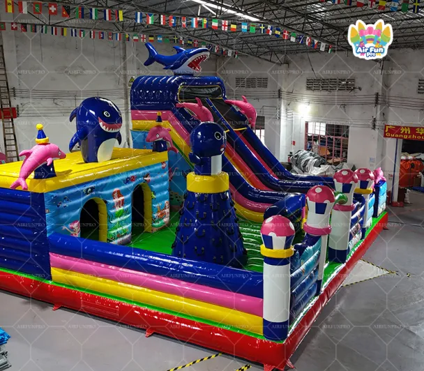 Dolphin-Themed Inflatable Castle: Professional Ocean Adventure for Theme Parks