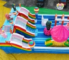 Rainbow Bunny-Themed Inflatable Castle A Cute Outdoor Gathering Place Filled with Fun
