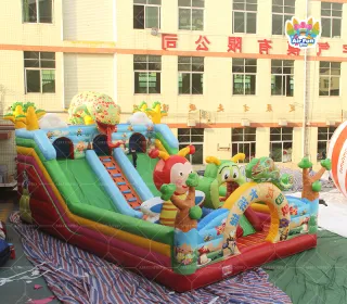 Cute Cartoon-Themed Inflatable Castle Multi-Area Interactive Outdoor Amusement Facility