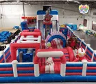 Red-Blue Themed Canopied Inflatable Castle An All-Weather Play Space Combining Safety and Fun