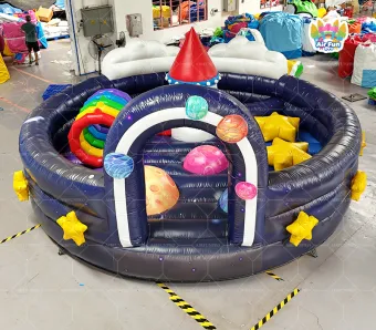 Interstellar Roaming Circular Inflatable Castle An Immersive Space-Themed Childlike Amusement Facility