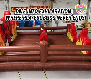 Inflatable Rodeo Bull Obstacle with Fire Design - Angry Bull PVC Course for Adult/Kids Party