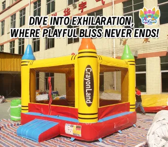 13FT Commercial Inflatable Crayon Castle Bouncer House - Kids PVC Bouncing Play House for Outdoor Party/Backyard