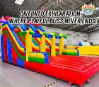 Vibrant Multi-Lane Inflatable Slide: A Cool Fun Hub for Joyful Sliding