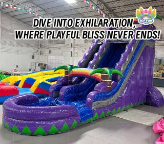 Violet Tropical Inflatable Water Slide: A Dual-Lane Sliding Fun Hub for Summer Coolness