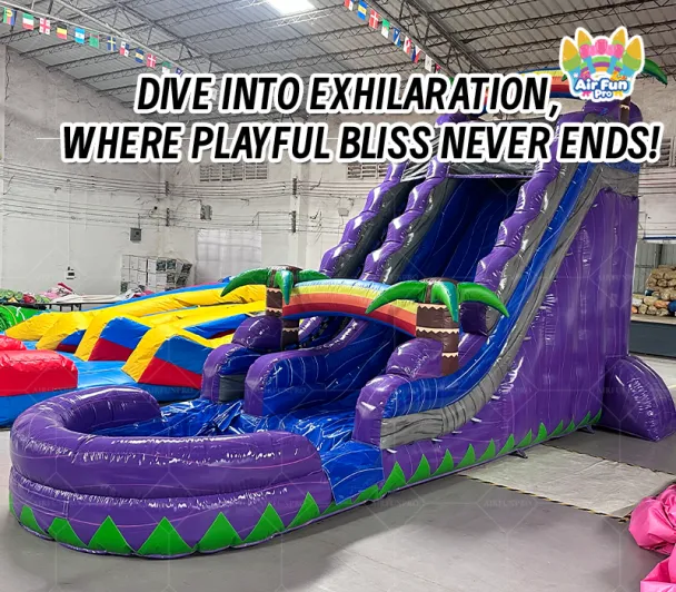 Violet Tropical Inflatable Water Slide: A Dual-Lane Sliding Fun Hub for Summer Coolness