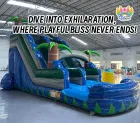 Azure Tropical Inflatable Water Slide: A Summer Sliding Joy Station with Cool Dual Lanes