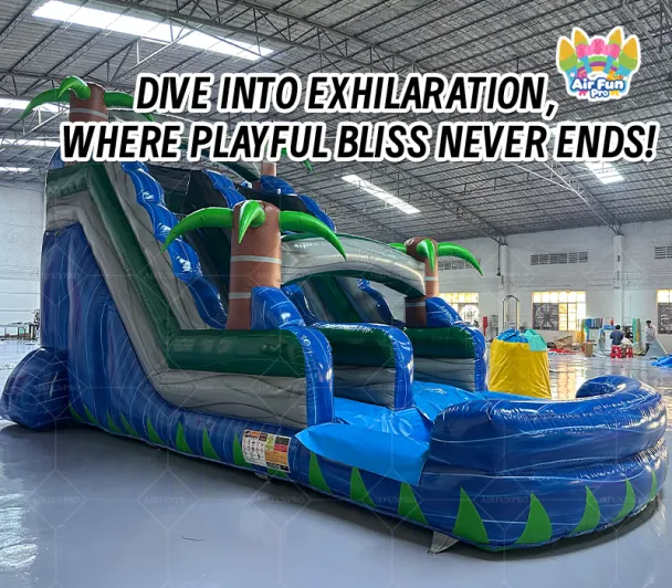 Azure Tropical Inflatable Water Slide: A Summer Sliding Joy Station with Cool Dual Lanes