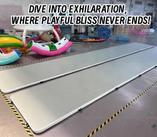 12x2x0.1m Gray-White Inflatable Airtrack – Versatile Cushion for Gymnastics & Events