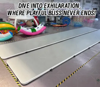 12x2x0.1m Gray-White Inflatable Airtrack &ndash; Versatile Cushion for Gymnastics & Events