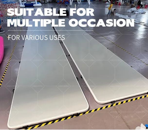 12x2x0.1m Gray-White Inflatable Airtrack – Versatile Cushion for Gymnastics & Events