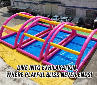 Pink-Yellow Contrast Inflatable Pool Passage: A Fun Play Space for Summer Water Activities