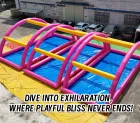 Pink-Yellow Contrast Inflatable Pool Passage: A Fun Play Space for Summer Water Activities