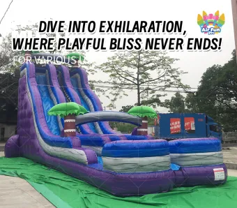 Outdoor Giant Commercial PVC Tarpaulin Wet/Dry Dual Use Tropical Theme Adult Kids Bouncy Castle Water Slide Inflatable Garden