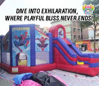AirFunPro Outdoor Backyard Party Castle Spiderman Bouncy House Jumping Slide Inflatable PVC Tarpaulin Lightweight Cheap Bouncer