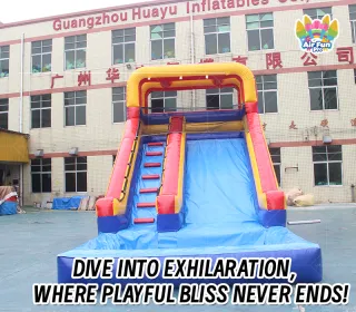 Colorful Single-Lane Inflatable Water Slide (0.55mm PVC) – Compact Entertainment Facility for Small Spaces、