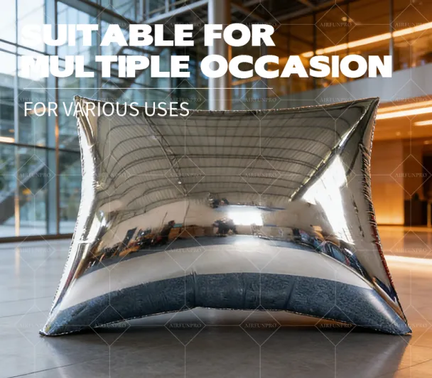 Iridescent Mirror Inflatable Pillow Seat: A Multi-functional Interactive Installation of Art and Comfort
