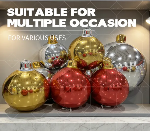 Gold-Red-Silver Mirror Inflatable Christmas Ornament Ball Set: A Luxury Atmosphere Core for Festive Scenarios