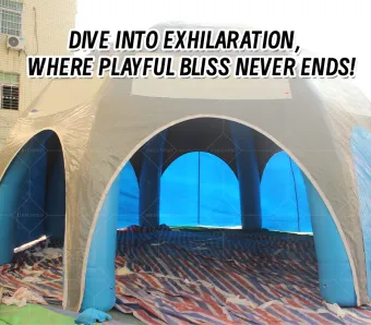 Blue-Gray Dome Inflatable Shelter Tent: A Multi-Entry Open-Air Outdoor Play & Event Hub