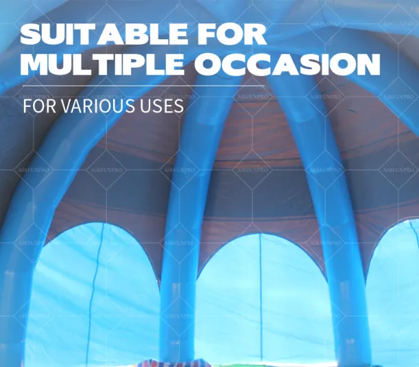 Blue-Gray Dome Inflatable Shelter Tent: A Multi-Entry Open-Air Outdoor Play & Event Hub