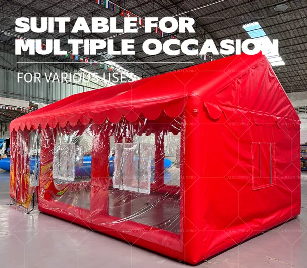 Festive Red Semi-Open Inflatable Play Tent: A High-Temperature Heat-Sealed, Fast-Inflation Joy Shelter