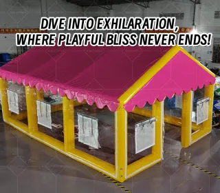 Pink-Yellow Contrast Cute Inflatable Play Tent: A High-Temperature Heat-Sealed, Fast-Inflation Parent-Child Joy Shelter