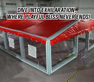 Red-Gray Contrast Semi-Open Inflatable Play Tent: A High-Temperature Heat-Sealed, Fast-Inflation Joy Shelter