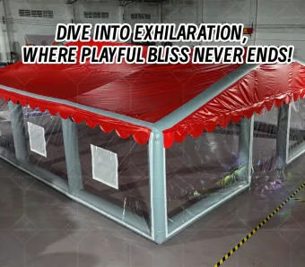 Red-Gray Contrast Semi-Open Inflatable Play Tent: A High-Temperature Heat-Sealed, Fast-Inflation Joy Shelter