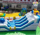 Ocean exploration themed inflatable water castle, equipped with double slides.