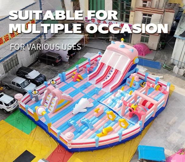 Macaron Pink-Blue Themed Customizable Inflatable Castle (0.55mm PVC)