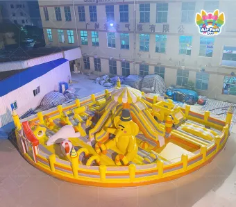 Sunny Yellow Elephant Cartoon Theme Custom Inflatable Castle