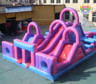 Pink-Purple Adventure Slide: The Most Vibrant Inflatable Castle Ever!