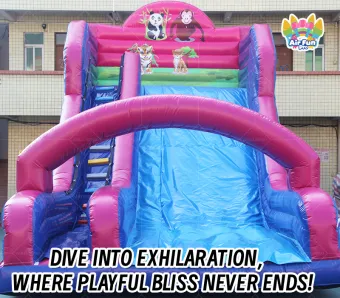 Pink-Blue Inflatable Dry Slide | Boost Foot Traffic with Whimsical Ocean Appeal