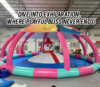 Pink-Green Iridescent Snowman Dome Inflatable Water Pool: A High-Temperature Heat-Sealed, Fast-Inflation Winter Fairy-Tale Play Castle