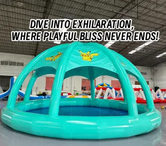 Pok&eacute;mon Co-Branded Mint Green Dome Inflatable Water Pool: A High-Temperature Heat-Sealed, Fast-Inflation IP Trend Parent-Child Venue