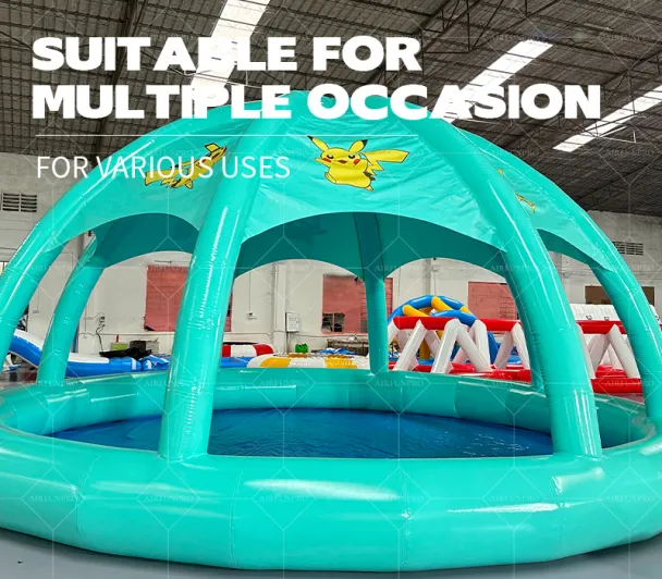 Pokémon Co-Branded Mint Green Dome Inflatable Water Pool: A High-Temperature Heat-Sealed, Fast-Inflation IP Trend Parent-Child Venue