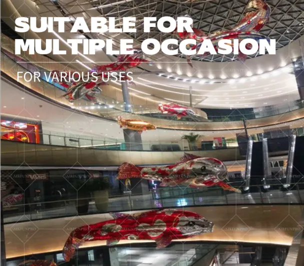 Mirror Koi Suspension Art Installation: An Urban Good Luck Symbol in Flowing Light and Shadow